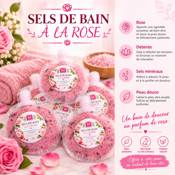SELS DE BAIN À LA ROSE