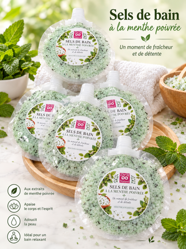 sels de bain à la menthe poivrée