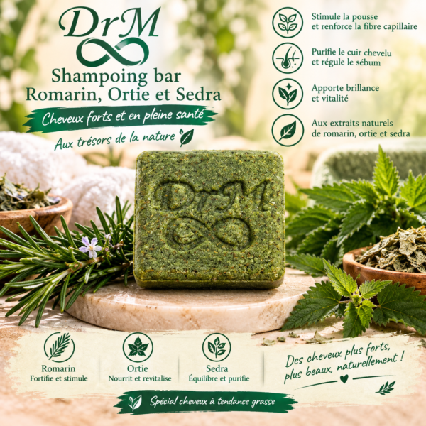 SHAMPOING BAR
à l'Ortie/Romarin/Sedra